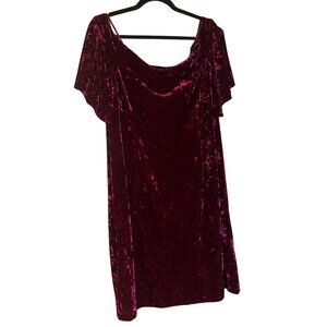 Gorgeous Velour Deep Magenta Off-the-Shoulder Dress // Eliza J. Women's Size 18W